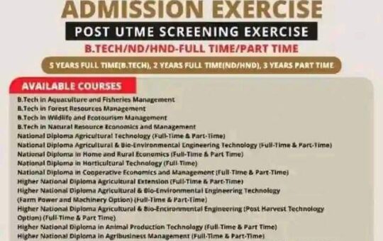 LAUTECH 2023/2024 Admission into B.Tech and Diploma program