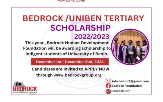 The Bedrock/UNIBEN Tertiary Scholarship for Undergraduates